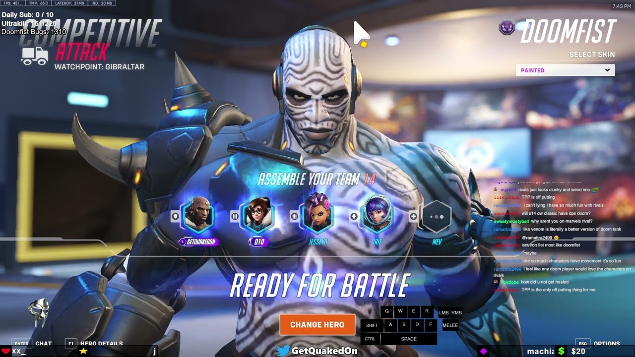 Potg! GetQuakedOn Doomfist Overwatch Gameplay Season 13 Top 500