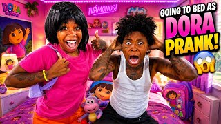 GOING TO BED AS DORA PRANK ON FIANCÉE 😱!! 