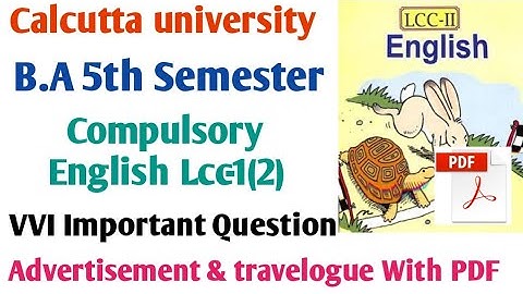 5th Semester Compulsory English LCC-1(2) Questions & Answer 2024 | Calcutta University