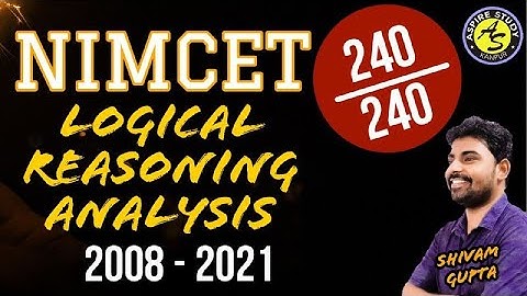 NIMCET Logical Reasoning Analysis 2008 - 2024 Score (240/240) Important for NIMCET 2025 and 2026