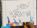 How to draw fish in simple way/step by step tutorial/