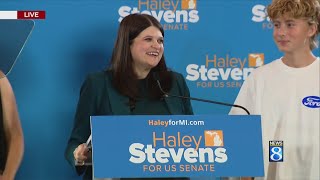 Stevens addresses supporters as vote count continues