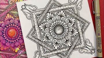 How to draw Mandala / Zendala   with easy step by step - Draw Along - MandalaNpa 039
