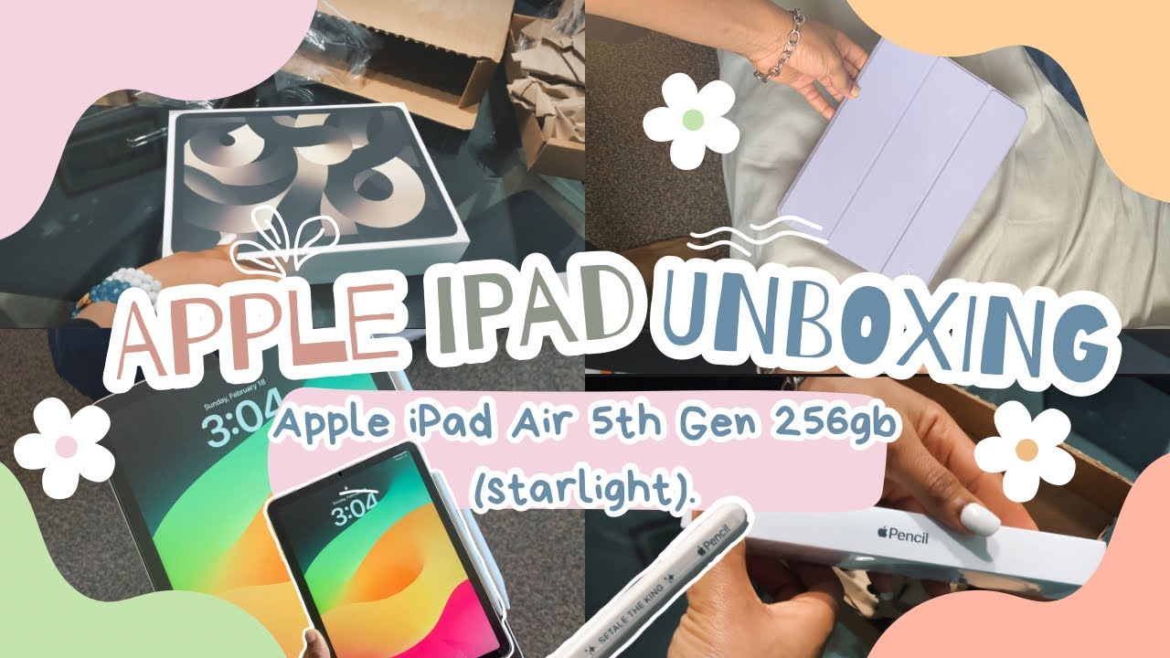 iPad Air 5th Gen 256gb Starlight unboxing + Apple Pencil 2nd Gen +