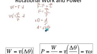 HPhy1 - Ch 11 notes - Equations for Rotational Work and Power