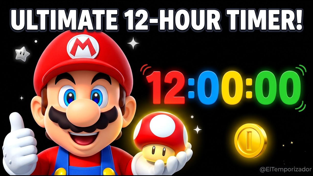 Timer In Mario 12-HOUR Super Mario Bros. Timer | Long Countdown Clock | Black ...