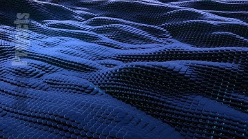 Animation of wave blue metallic liquid with reflections. Loopable animation.