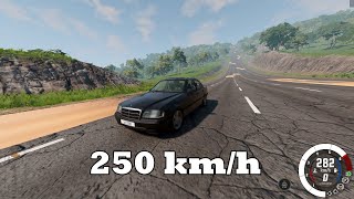 Mercedes-Benz C180 W202 250 KM/H vs Wall | Hill Down | Beam NG Drive screenshot 3