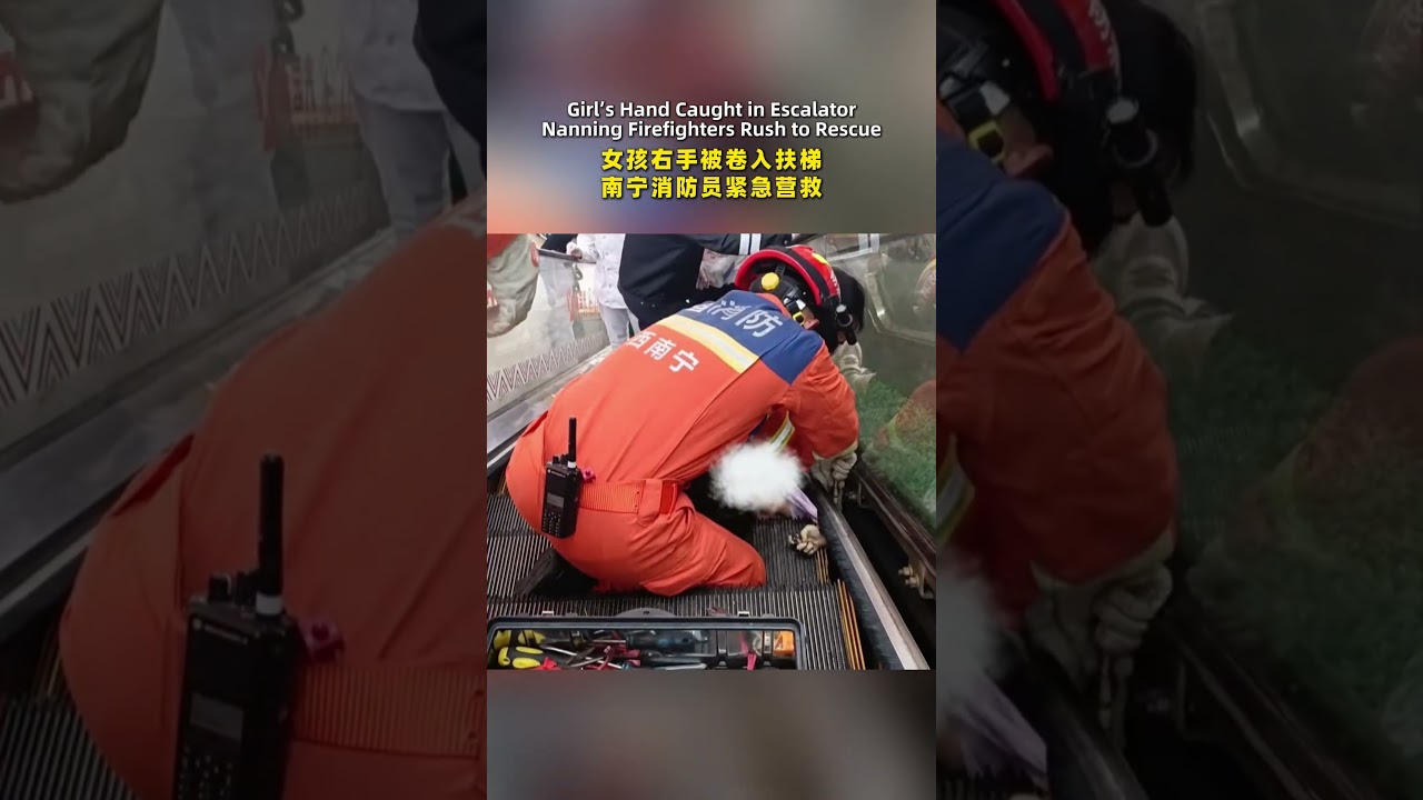 Girl’s Hand Caught in EscalatorNanning Firefighters Rush to Rescue 