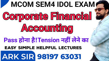 Corporate Financial Accounting |Mcom Sem4 |Mumbai University Exam|Imp Question|University Solution