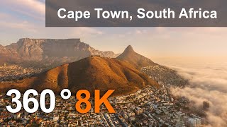 Cape Town, South Africa. Virtual travel. Aerial 360 video in 8K.