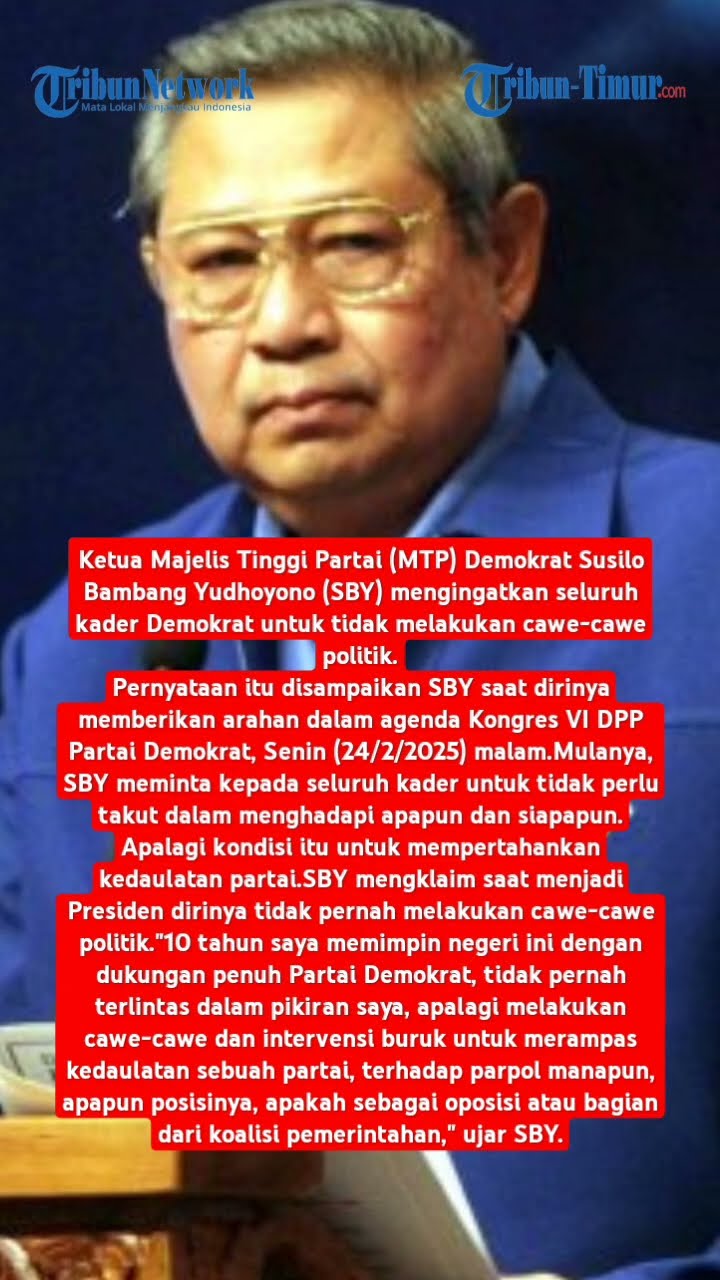 Siapa Disindir? SBY: 10 Tahun Saya Tidak Pernah Cawe-cawe dan Intervensi Partai Politik dan Hukum