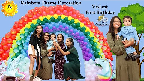 Rainbow Theme Birthday Decoration | Vedant first birthday | Sushil decoration
