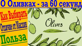Об ОЛИВКАХ - ЗА 60 СЕКУНД ! Как правильно выбирать ! Чем отличаются маслины от оливок !