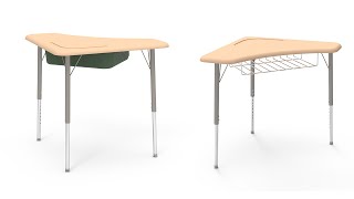 school collaborative triangle desk with hard plastic top