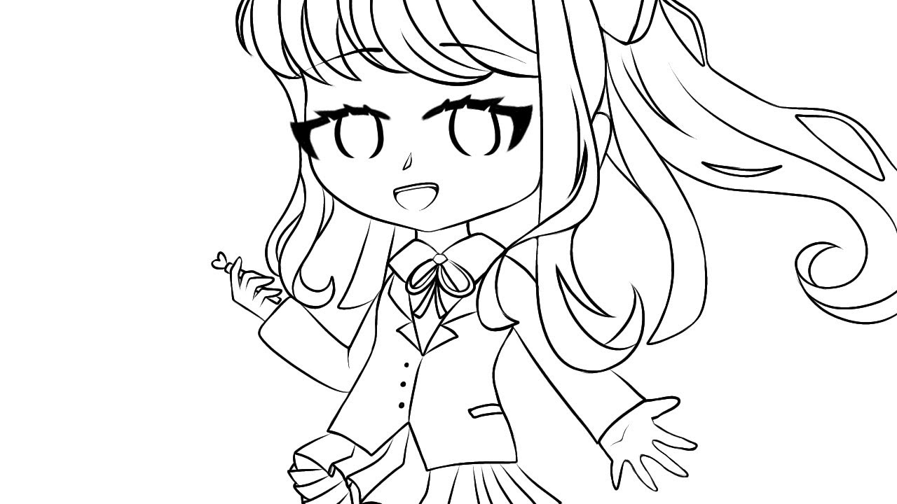 | Monika || DDLC Lineart || Gacha Club | - YouTube