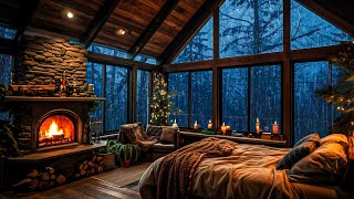 Sounds Rain and Thunder on Window - Warm Air in Night Christmas Peace for Sleep, Rain to Sleep