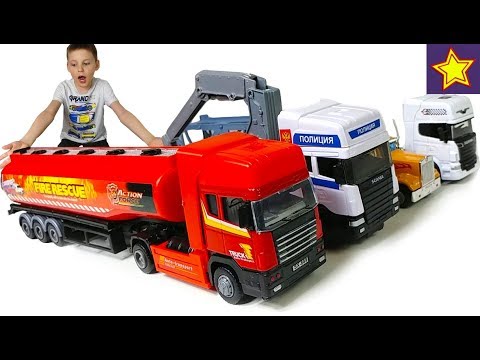 Красный Грузовик Бензовоз Скания и другие машинки Cars Toys  for kids