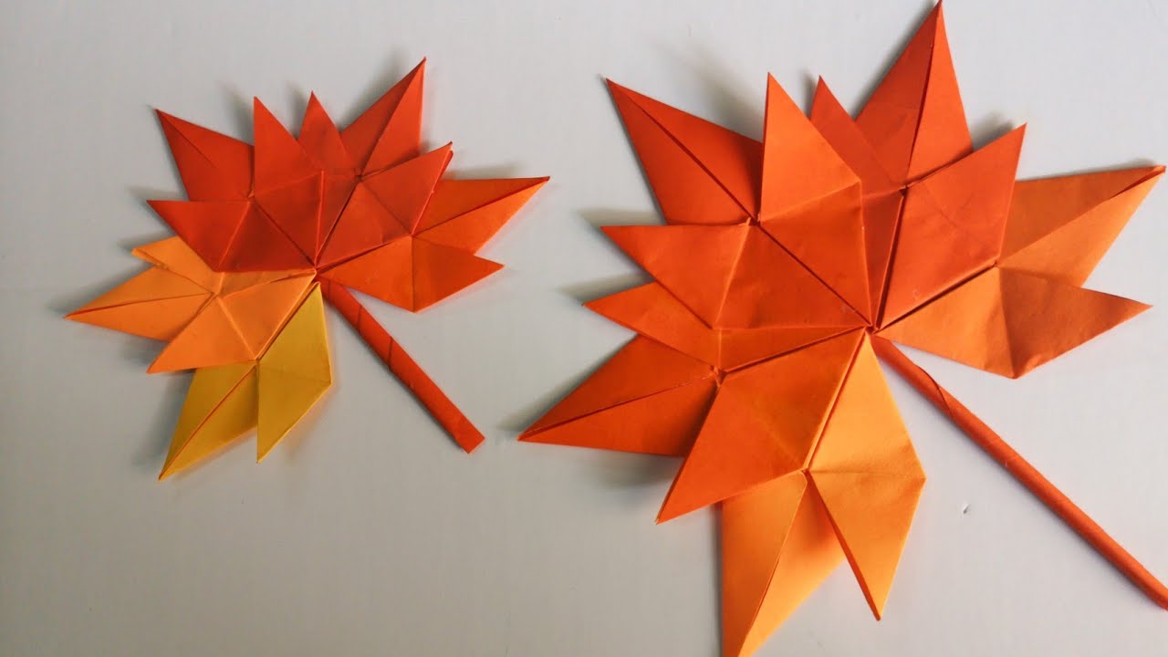 Easy DIY Paper Leaf Making instruction Origami Maple leaf YouTube