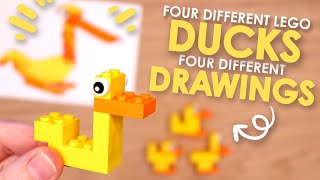 Four DUCKS, Same LEGOS, Silly DRAWINGS