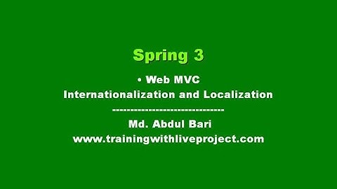 Spring Web MVC Class Lecture(Internationalization and Localization) -13