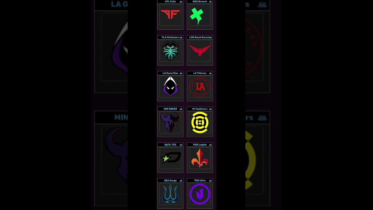 All Call of Duty League teams (MW2019-Black Ops 7)