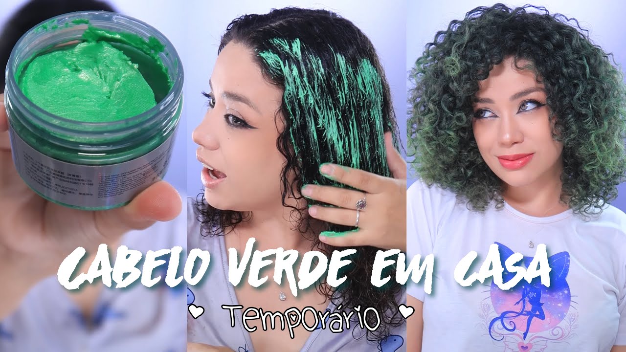 Pintando o cabelo de verde em casa com creme colorido ☘️ - YouTube