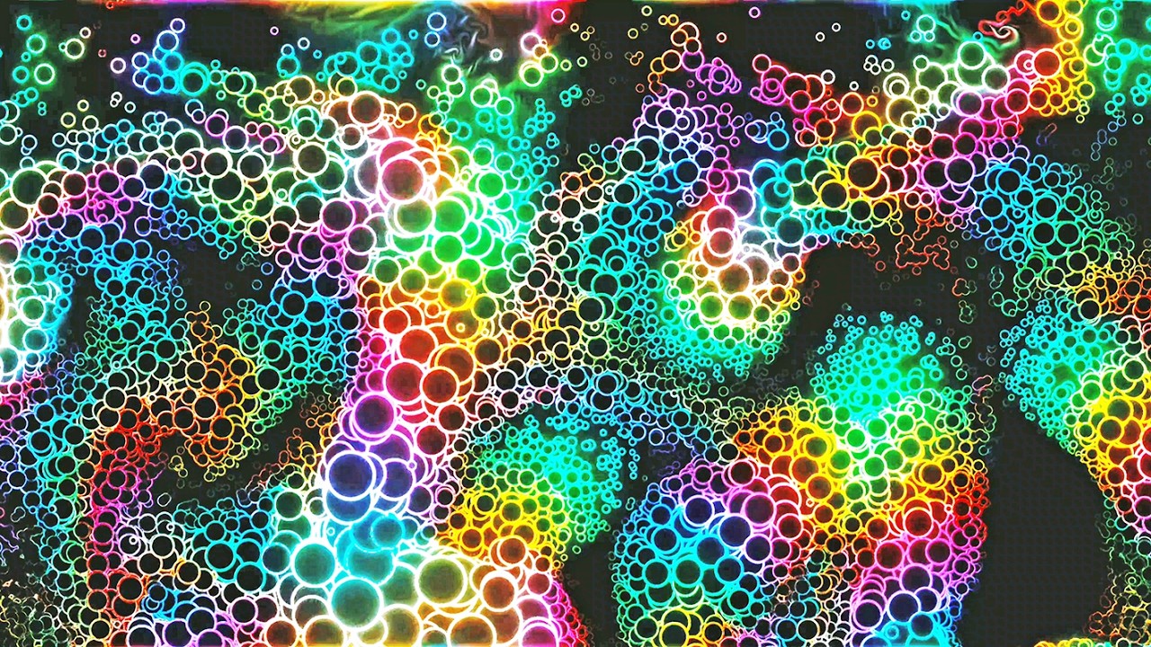 4K Screensaver Neon Glow Circles: Vibrant Multicolor Abstract Background !
