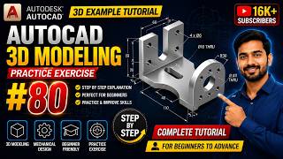 AutoCAD 3D Example Tutorial 80 | Complete Mechanical Component Drawing ! KHALID MAHMUD