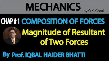 Ch# 2 Composition of Forces  |Magnitude of Resultant of Two Forces| Mechanics by Q.K. Ghori (Lec 1)
