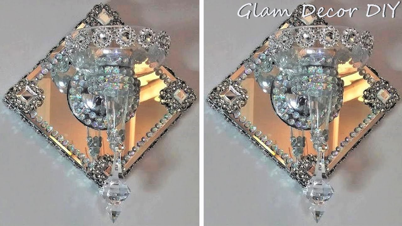 DIY DOLLAR TREE CHANEL LIGHTED WALL DECOR/SCONCE, GLAM DOLLAR TREE DIY, CHANEL DUPE