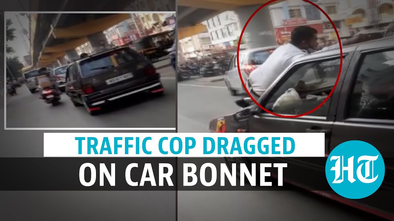Watch: Pune man drags traffic cop on car bonnet to evade fine, arrested ...