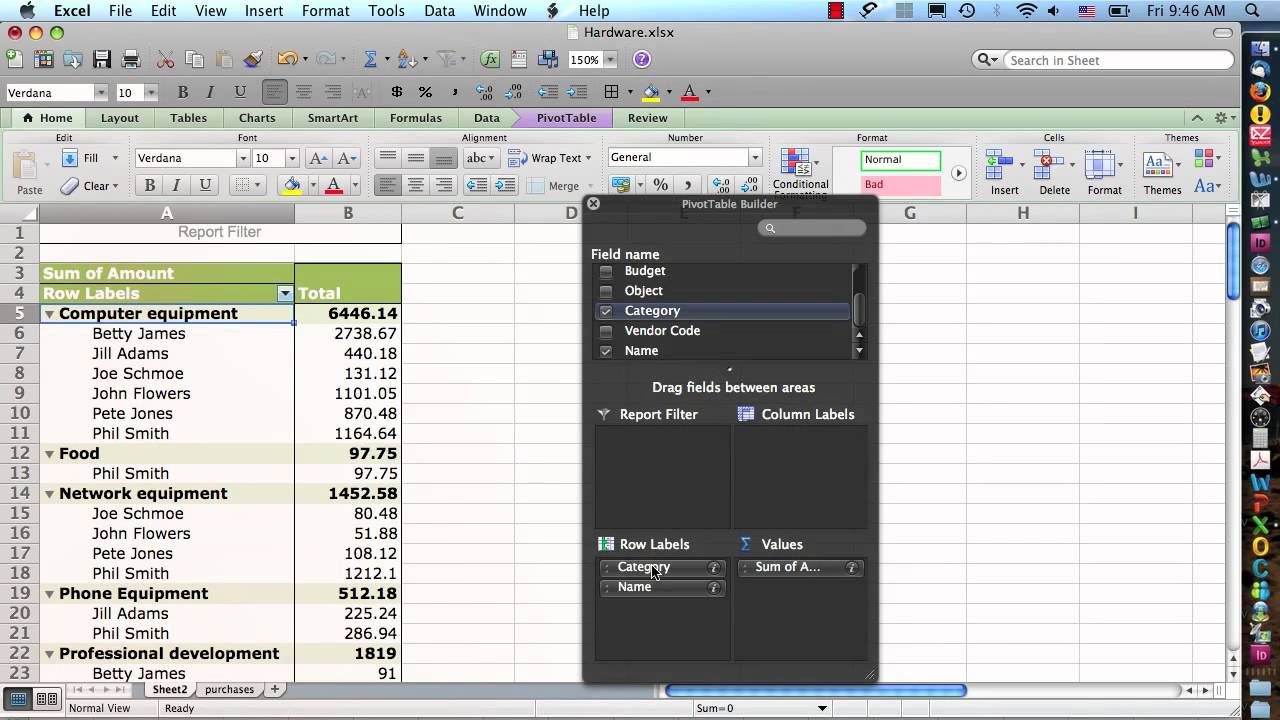 pivot table excel for mac cheat sheet