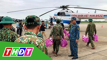 Trực thăng tiếp tế hơn 2 tấn lương thực cho người dân vùng lũ ở Quảng Trị | THDT