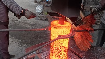 Inside the factory blacksmith team forging work shaping hot steel process #process #factory #forging