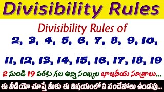 Divisibility Rules I Number System I Divisibility Rules of 2 to 19 numbers I Useful to All Students