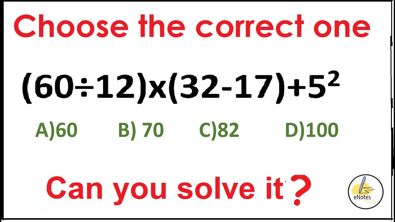 Quiz 193 which one is correct 60 12 x 32 17 5 2 youtube