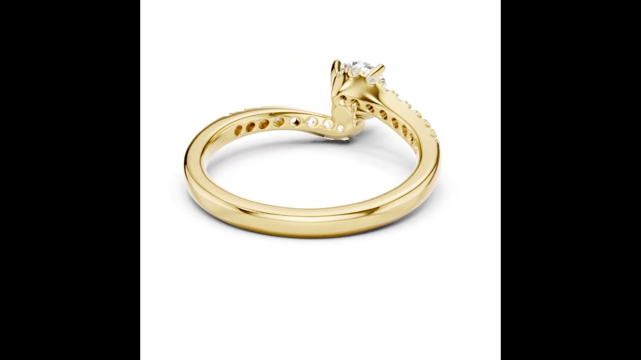 Round Brilliant Diamond Wedding Ring With Bypass Diamond Band