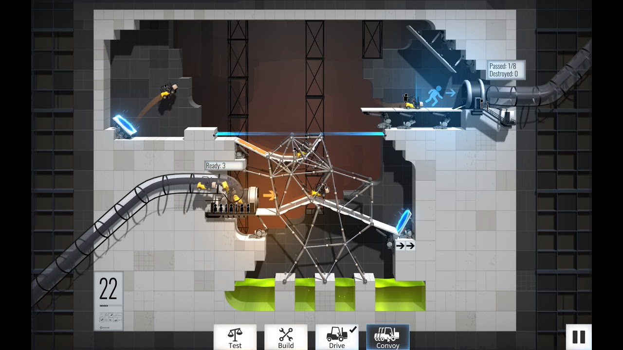 Bridge Constructor Portal - Level 22 (8/8) - YouTube