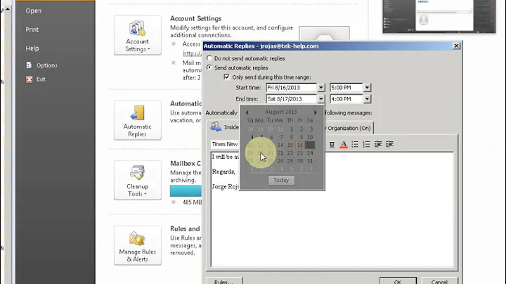 How to set up Outlook out of office notifications