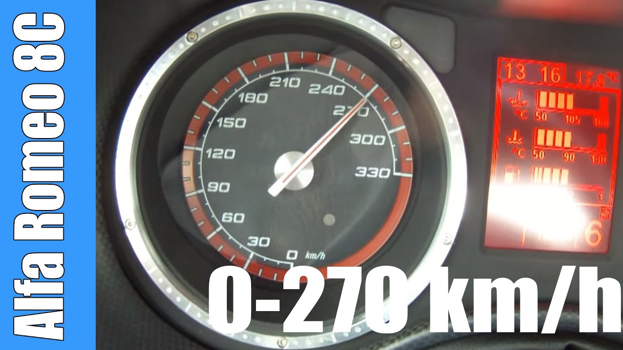 Alfa Romeo 8C Competizione 0-272 km/h SUPER! Acceleration Test Beschleunigung Autobahn