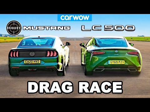 Ford Mustang v Lexus LC500 - V8 DRAG RACE