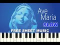 SLOW EASY piano tutorial &quot;AVE MARIA&quot; by Schubert, with free sheet music (pdf)