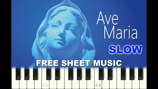 SLOW EASY piano tutorial "AVE MARIA" by Schubert, with free sheet music (pdf)