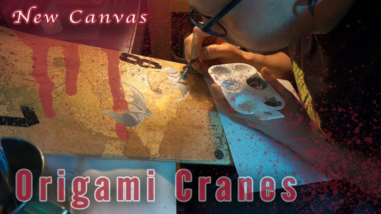 Origami Cranes Skateboard Canvas - by Airborne Mark