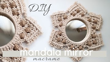 DIY macrame mirror mandala tutorial: new pattern for beginners, lotus flower wreath, step by step