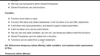 SQL- Stored Procedure vs Functions