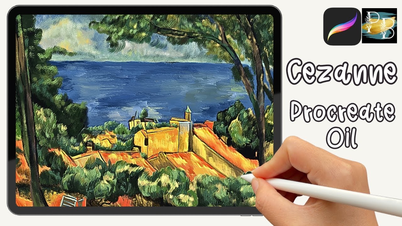 Paul Cezanne's L'Estaque with Red Roofs with Procreate Oil Brushes Time ...