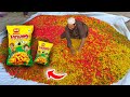 Amazing process of making popular snacks  fryums gold finger snacks making  mega food factory