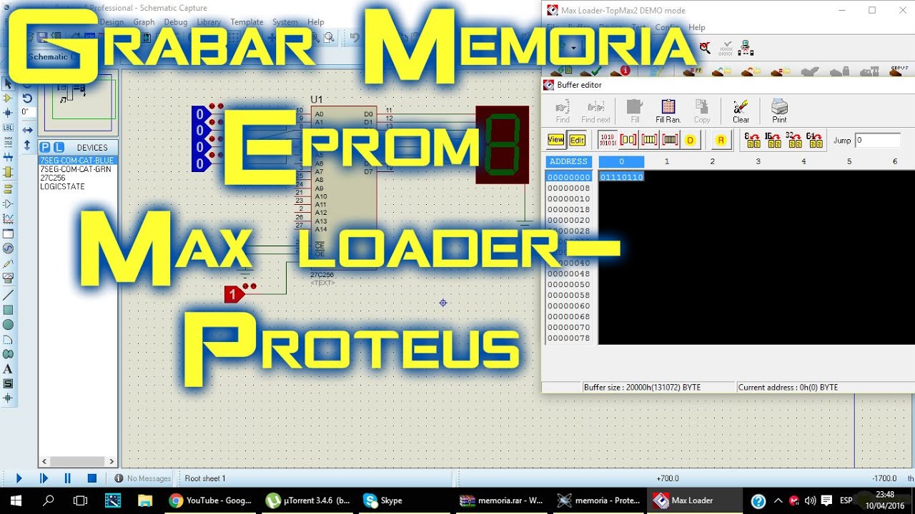 COMO GRABAR EN UNA MEMORIA EPROM EN ISIS DE PROTEUS (SIMULACIÓN) - YouTube